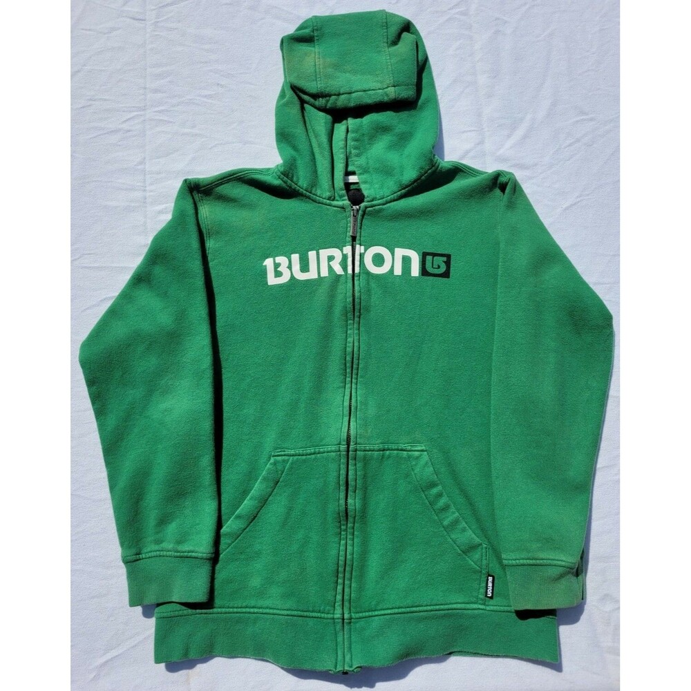 Burton Youth Green White Full Zip Hoodie Hooded Sweatshirt Sze XL Extra Large 18